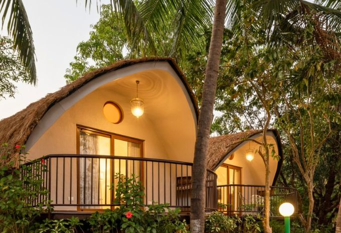 Private shaded balcony of the Boutique Villa nestled in tropical gardens at Devaaya Resort Goa