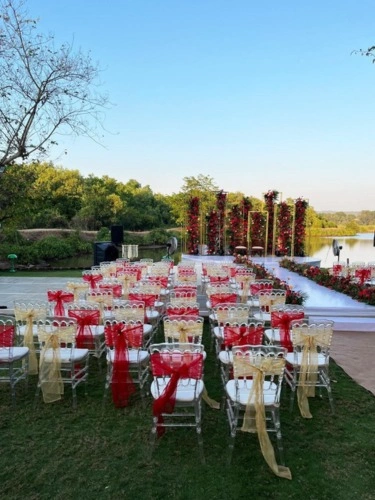 Guests celebrating at a private island wedding in Goa at Mercure Devaaya